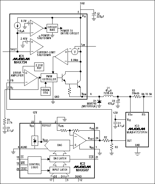 高侧电流检测的测量：集成电路和原则-High-Side Cu,Figure 12. A 0-5A programmable current source (MAX4173).,第13张