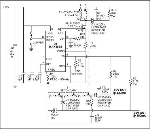 Snubber Circuits Suppress Volt,Figure 4. Flyback application circuit using the MAX1856.,第7张