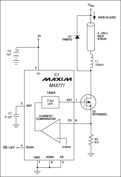 升压型DC-DC电压调节器转换为电流源的电池充电-Boost,Figure 1. The connections shown convert this switch-mode voltage regulator to a general-purpose current source. ,第2张