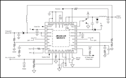 用于ADSL2+芯片组的2.2MHz降压或升压变换电源,图4. MAX5072双输出型降压和升压变换器的输出电压在输入电压范围的中间。降压变换器1的输出为变换器2 (升压)供电。3.3V为芯片组提供电源，12V为线驱动器提供电源。,第5张