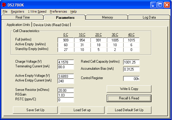 存放电池电量计DS2780参数-Storing Batter,Figure 1. Application units sub-tab of parameters tab.,第2张