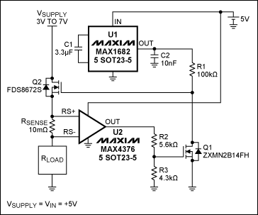 Simple current limiter is prog,Figure 1. This circuit limits the RLOAD current to a value determined mainly by R1.,第2张