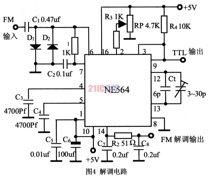 模拟锁相环NE564在FM解调电路中的应用,第5张