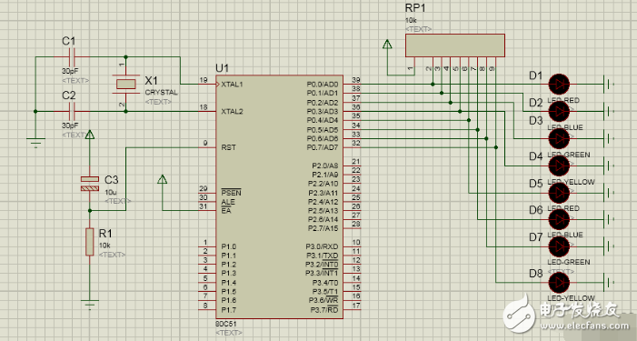 基于proteus的七种跑马灯效果的实现,基于proteus的七种跑马灯效果的实现,第6张