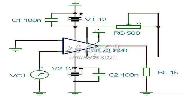 数字幅频均衡功率放大器中FPGA的应用,AD620 放大电路,第2张