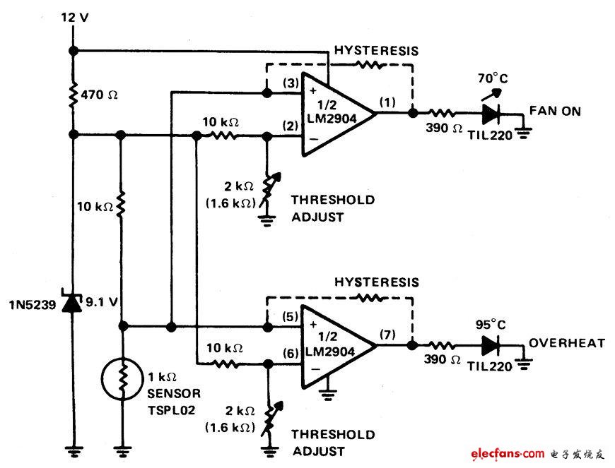 PTC热敏电阻构成的汽车温度指示器电路,PTC热敏电阻构成的汽车温度指示器电路,第2张