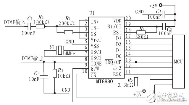 以PIC单片机为微处理器控制MT8880的多功能一键拨号电话系统设计,以PIC单片机为微处理器控制MT8880的多功能一键拨号电话系统设计,第3张