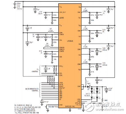 LTC3675 非常适用于要求用单节锂离子电池提供多个电源轨的应用, LTC3675 非常适用于要求用单节锂离子电池提供多个电源轨的应用,第2张