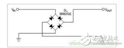 如何设计防反接保护电路？,是一个桥式整流器，不论什么极性都可以正常工作，但是有两个二极管导通，功耗是图1的两倍.,第3张