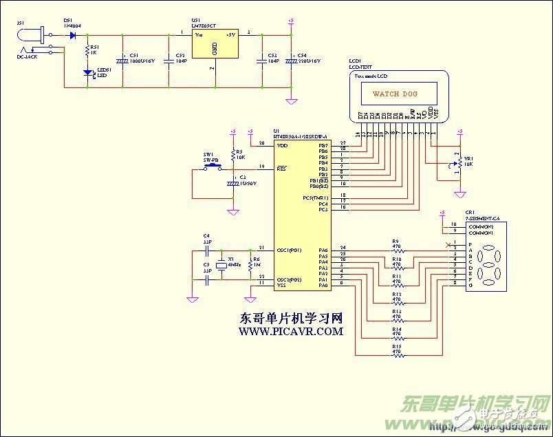 基于HT48R50A的LED点阵+LCD显示程序,基于HT48R50A的LED点阵+LCD显示程序,第2张