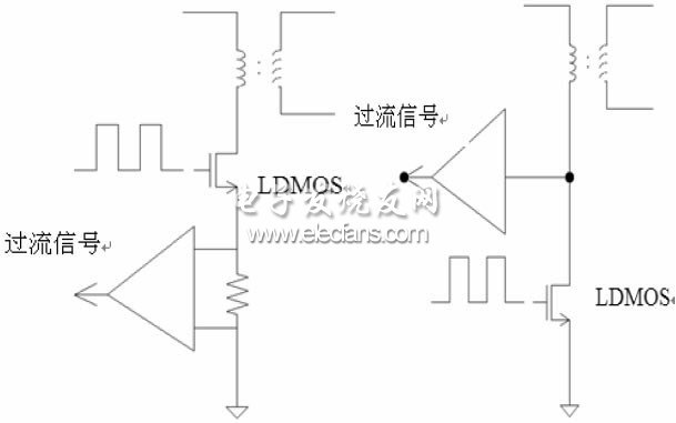 检测LDMOS漏端电压判断是否过流方案,图1（a）串联电阻检测电流图1（b）直接检测漏端电压,第2张