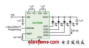 低压便携设备背光或闪光应用的LED驱动器设计方案,电荷泵型方案示例,第3张
