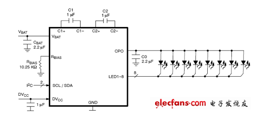 低压便携设备背光或闪光应用的LED驱动器设计方案,NCP1840典型应用电路,第5张