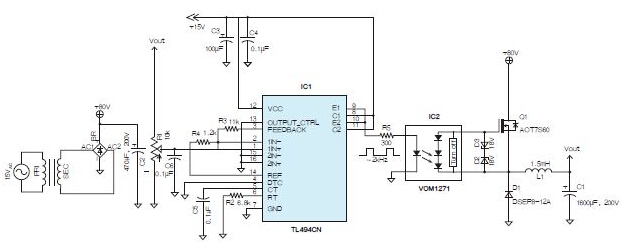 详解采用光电耦合器的可变高压电源设计,高压降压转换器原理图,第2张