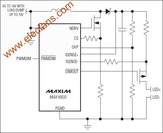 MAX16833MAX16833B 峰值电流控制模式LED,MAX16833/MAX16833B峰值电流控制模式LED驱动器 www.elecfans.com ,第2张