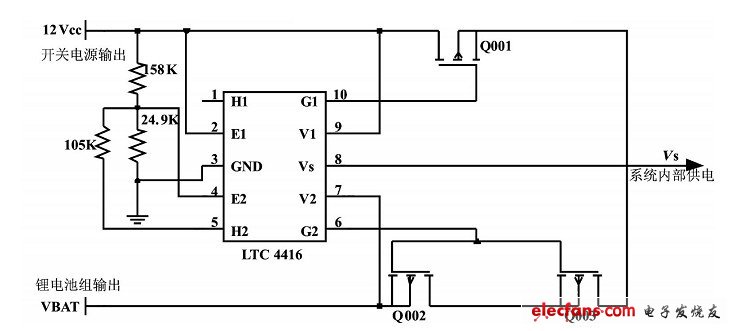 一种小型UPS电源的嵌入式设计,LTC4416 电源选择模块电路,第3张