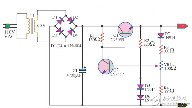 三极管2N3055组成的简易DCDC降压电路图（电感降压式线性稳压电源）,三极管2N3055组成的简易DCDC降压电路图（电感降压式/线性稳压电源）,第3张