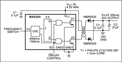 Ultra-Thin DC-DC Converters Su,Figure 7. An isolated power supply requires a transformer to isolate the output voltage from the input voltage. This regulator converts DC to AC voltage to forward-drive the DC transformer. ,第8张