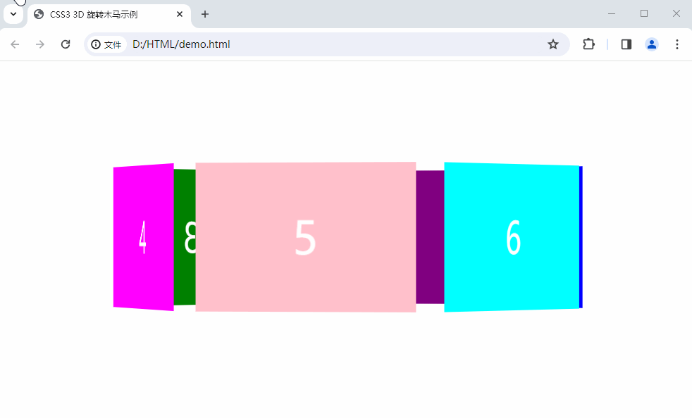 【CSS3】CSS3 3D 转换示例 - 3D 旋转木马 ( @keyframes 规则 定义动画 | 为 盒子模型 应用动画 | 开启透视视图 | 设置 3D 呈现样式 ),在这里插入图片描述,第2张